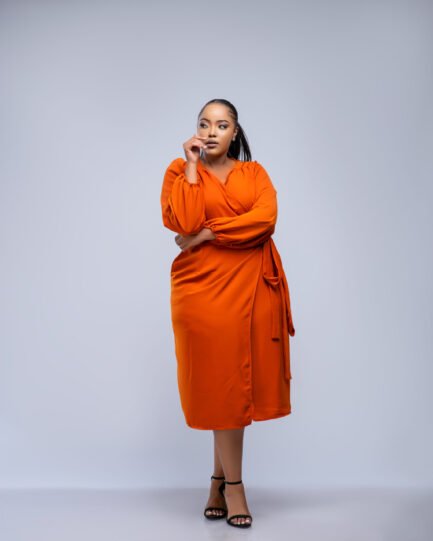 Midi Wrap Dress - Burnt Orange