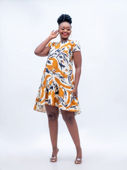 Aline Shift- Mustard Print