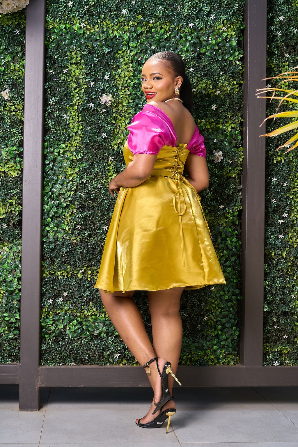 Off Shoulder Satin Dress - Image 2