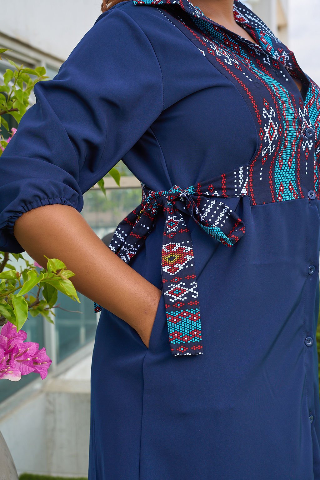 Bree Shirt Dress - Navy Blue - Image 4