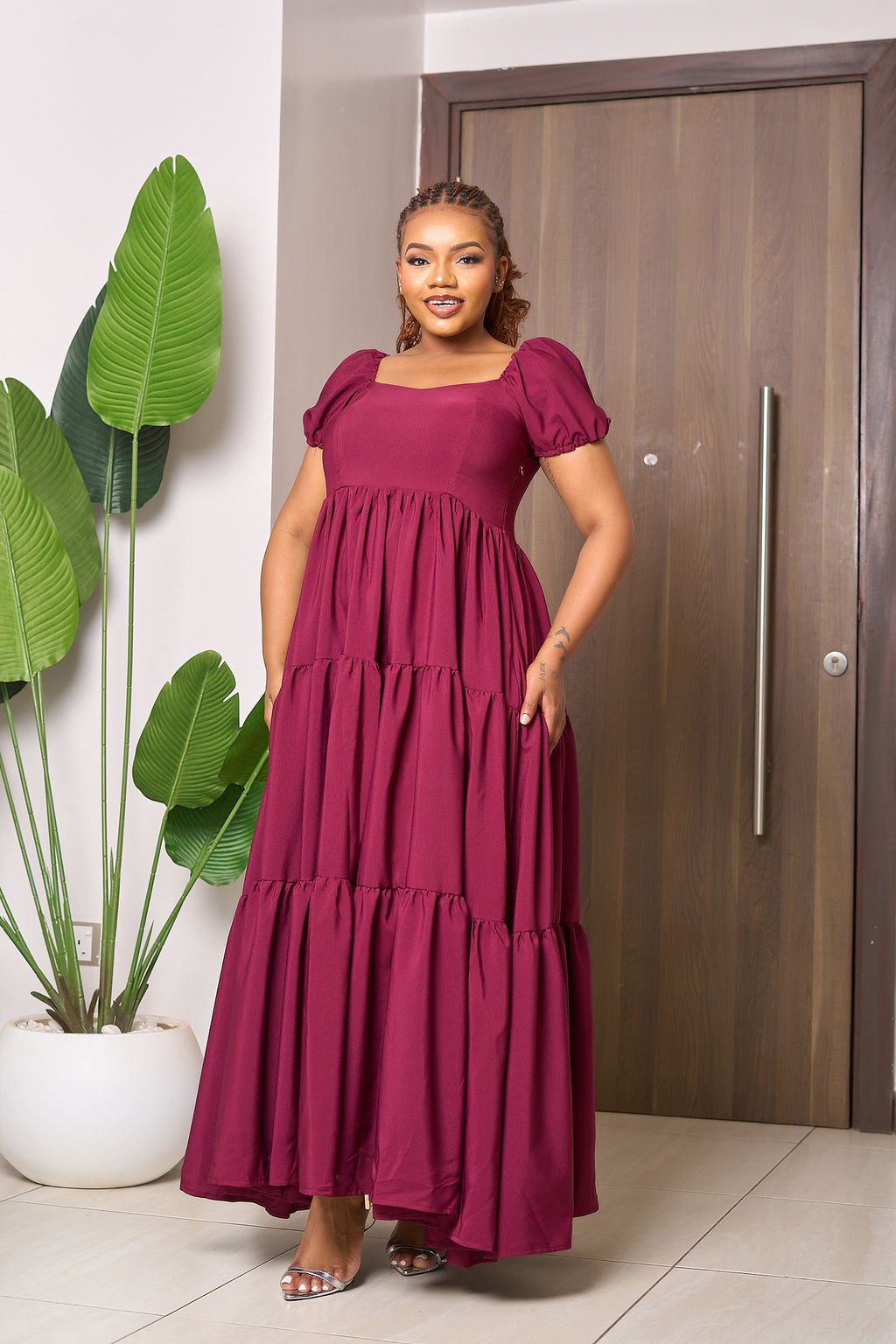 Serah Maxi Dress - Maroon - Image 3