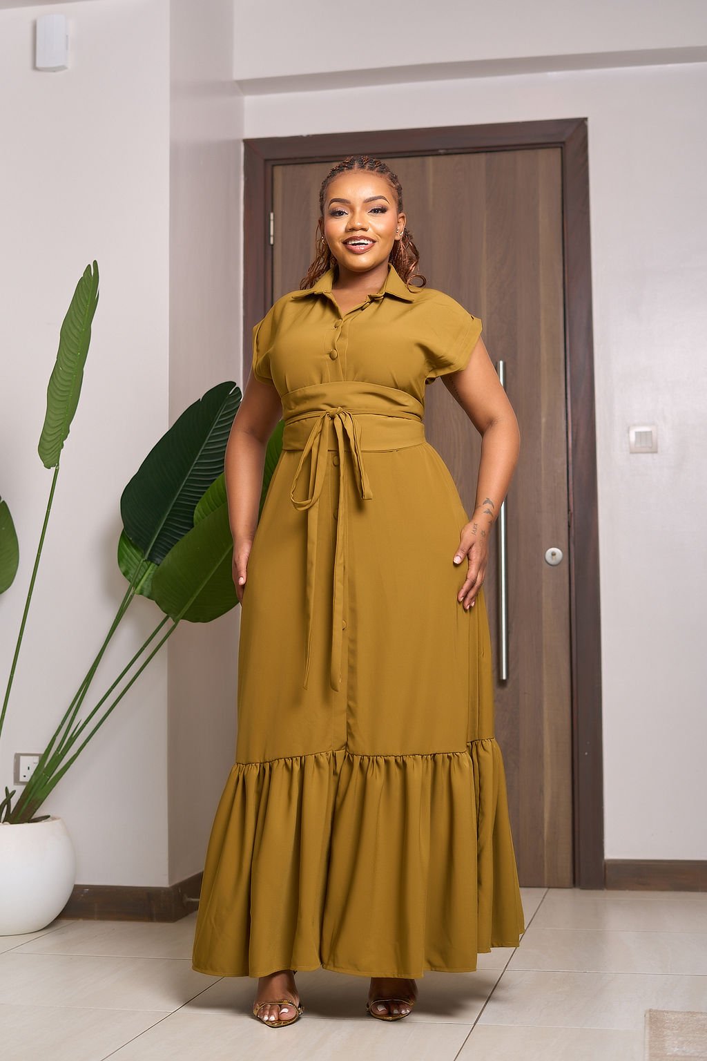 Nisha Maxi Dress - Mustard Gold